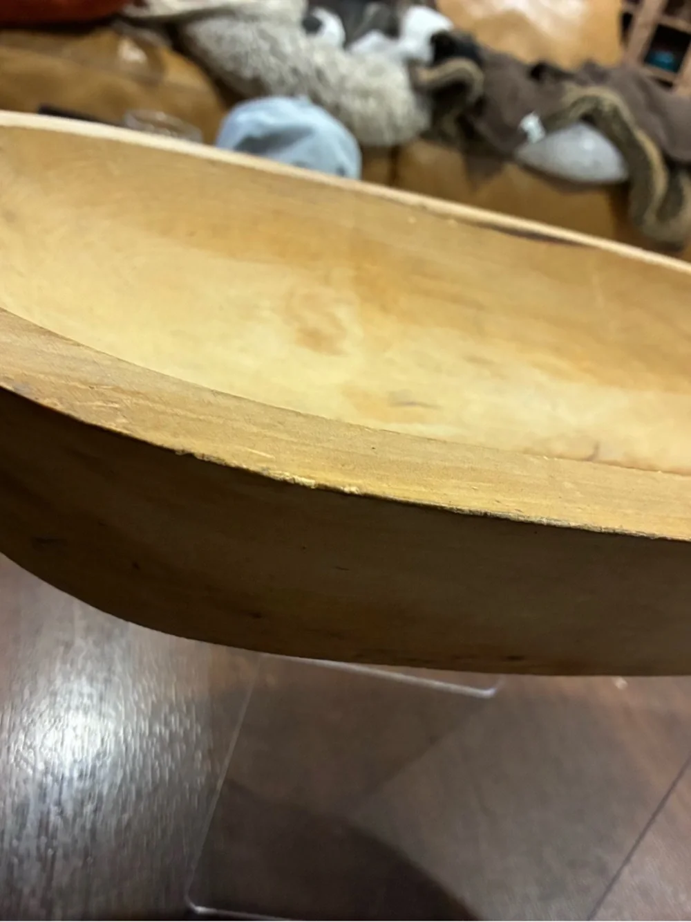 Hand-Carved Dough Bowl - Natural Light Wood Blonde Wood Charger Rustic French